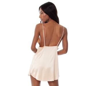 ARE YOU AM I Zillah Satin Ivory Perfect Slip Dress Medium